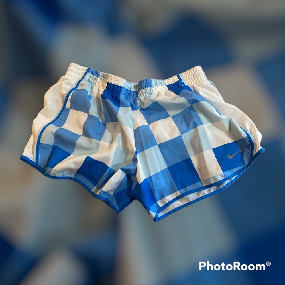 Nike Blue and White Plaid DRI-FIT Shorts Size M